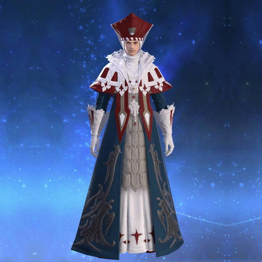 Ishgardian Chaplain's Alb's gearset image male.