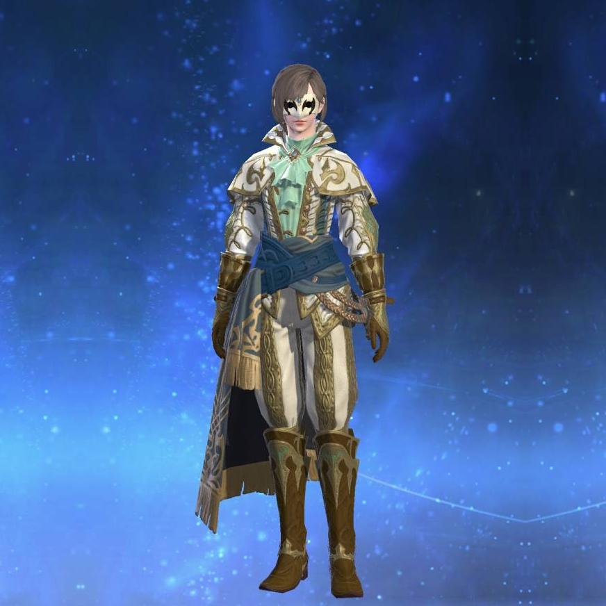 Hallowed Ramie Doublet of Healing's gearset image female.