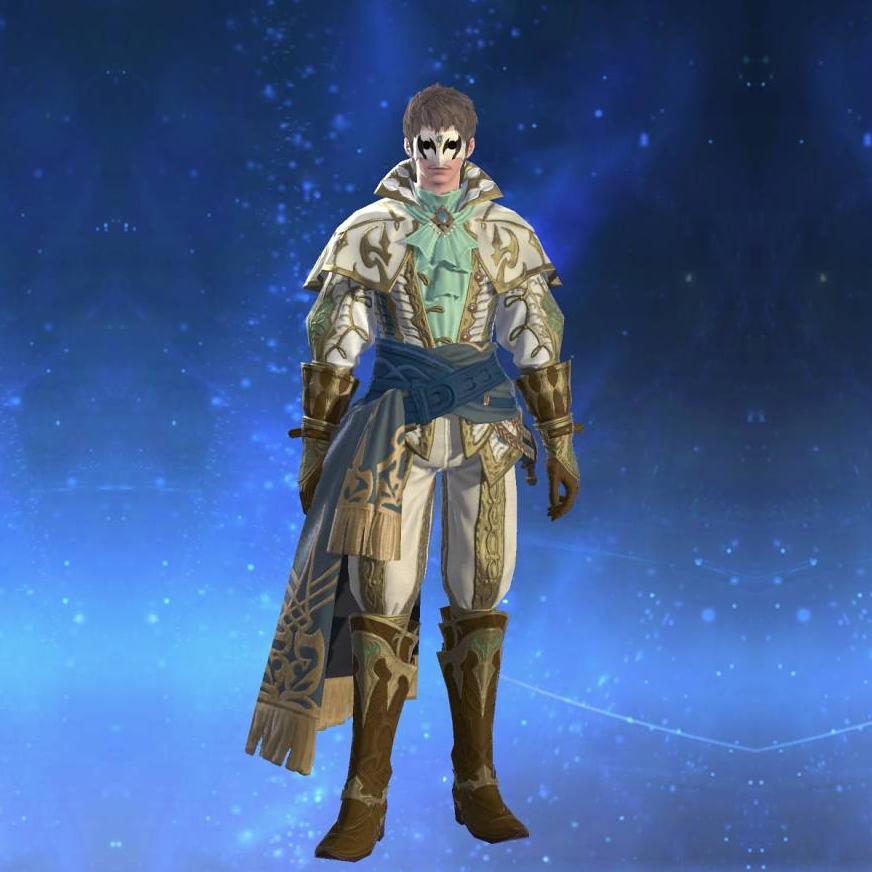 Hallowed Ramie Doublet of Healing's gearset image male.
