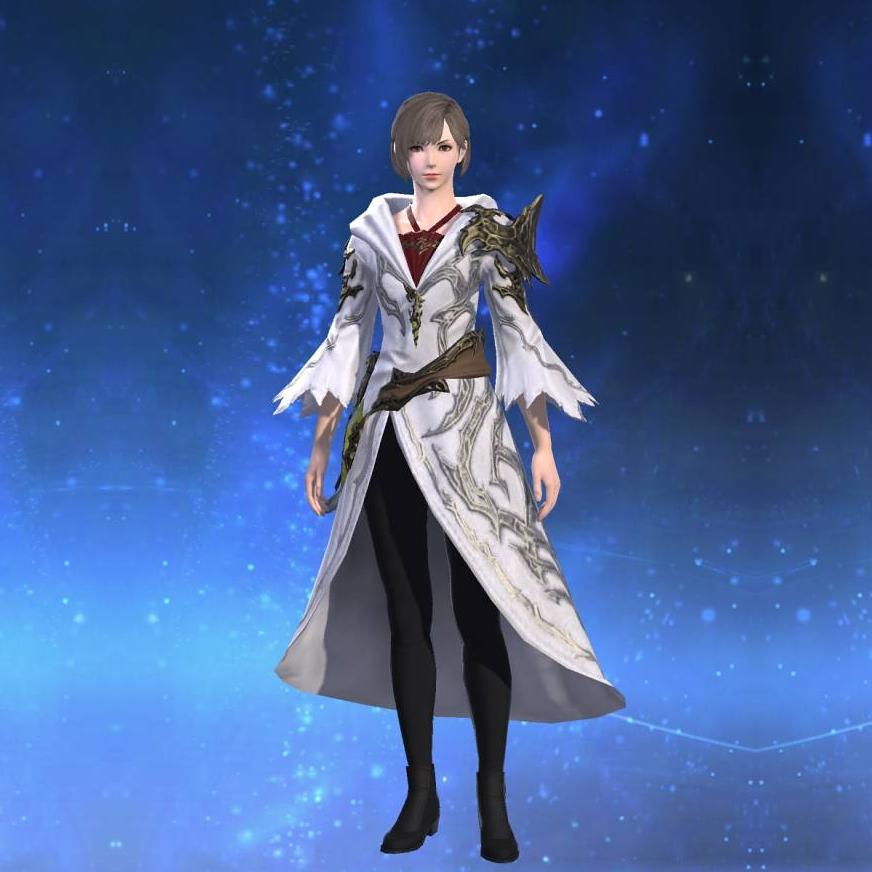 Ornate Indigo Ramie Robe of Healing's gearset image female.