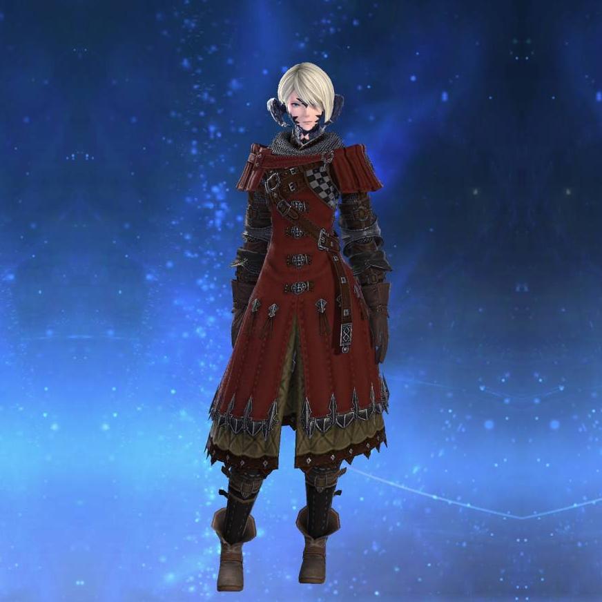 Augmented Crystarium Tabard of Maiming's gearset image female model.