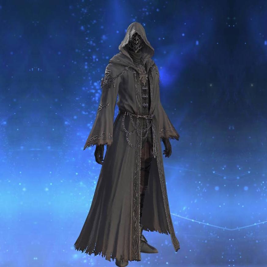 Augmented Cryptlurker's Robe of Healing's gearset image male model.
