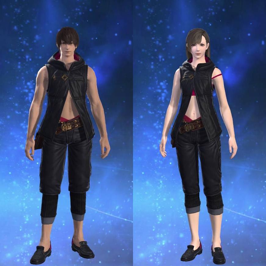 Hooded Fireglass Leather Vest's gearset image.