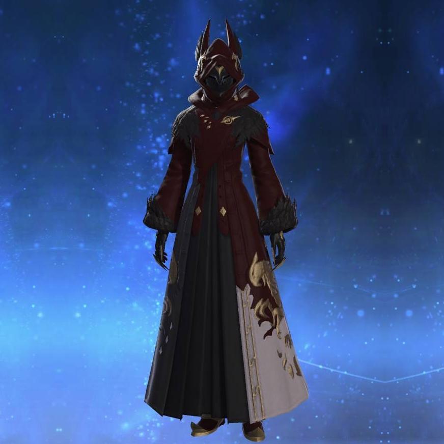 Scarlet Moko Robe of the Black Griffin's gearset image female.