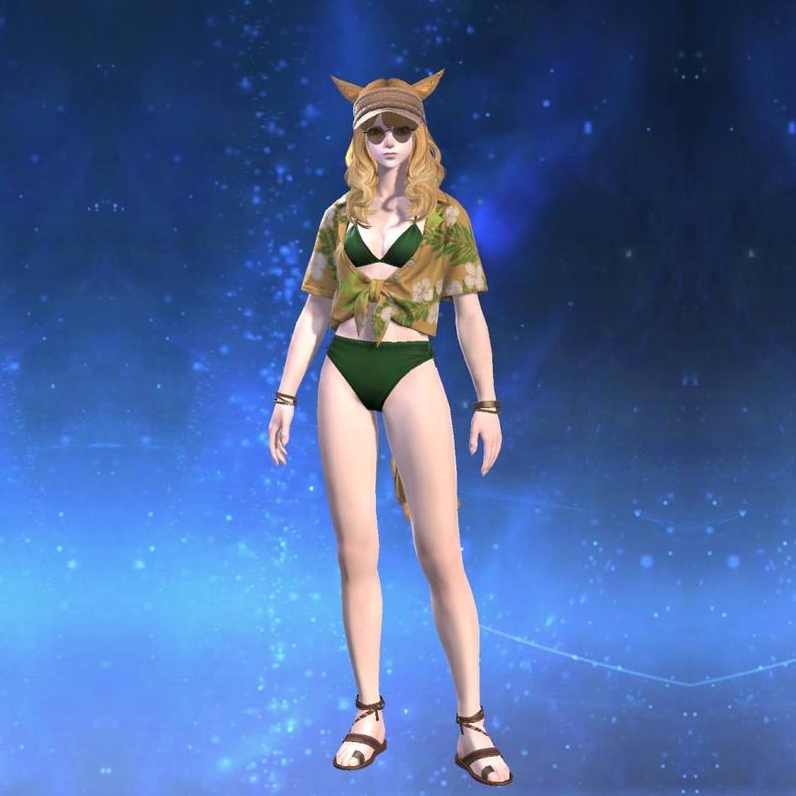 Isle Vacationer's Tie-front Shirt's gearset image female model.