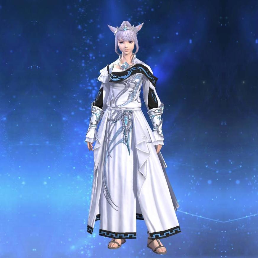 Theogonic Robe of Healing's gearset image female model.