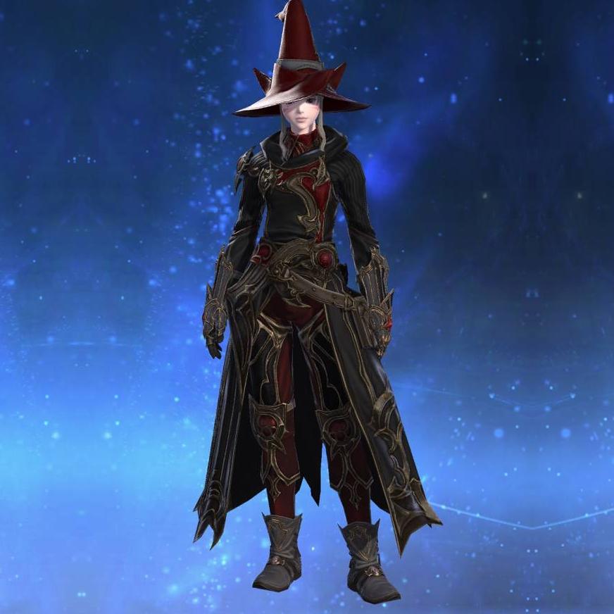 Prestige Crimson Vest's gearset image female model.
