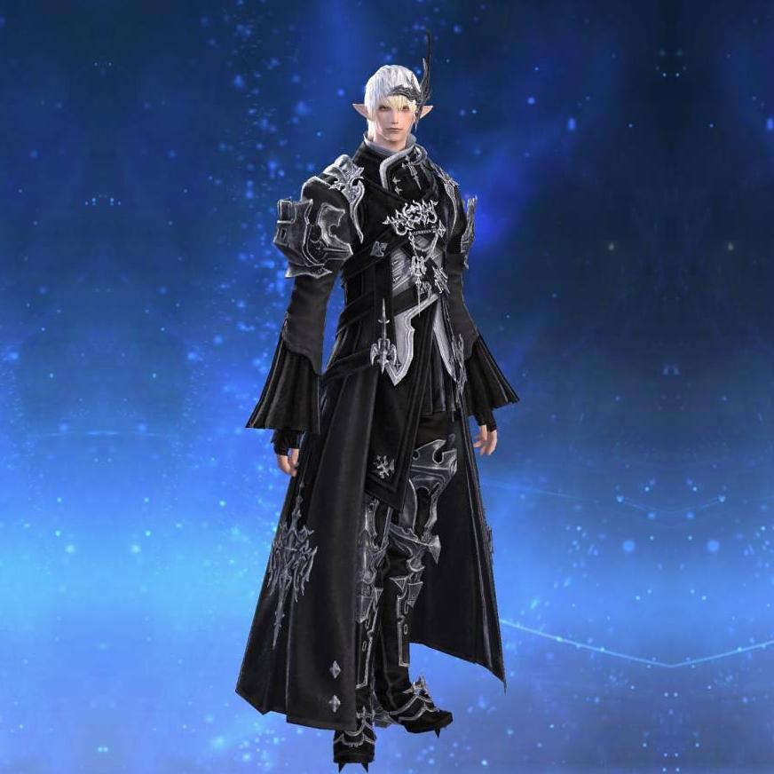 Prestige High Allagan Coat of Healing's gearset image male model.