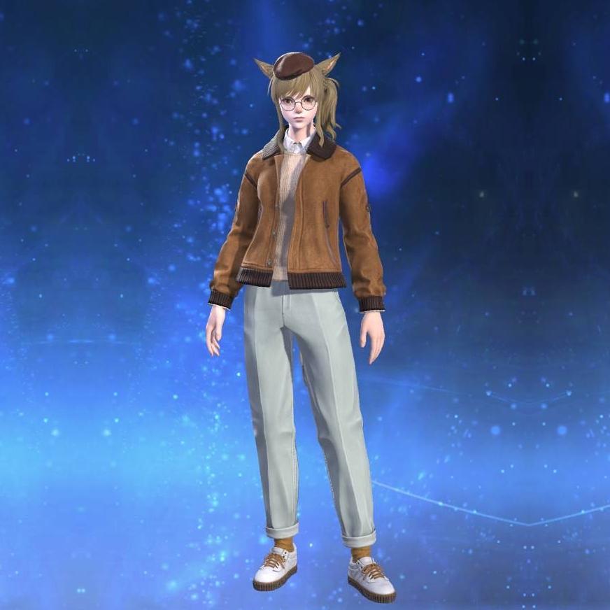Varsity Jacket's gearset image female model.